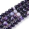 Natural Striped Agate/Banded Agate Beads Strands G-G582-8mm-52-1