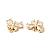 Brass Clear Cubic Zirconia Connector Charms KK-M233-53G-3