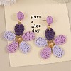Bohemian Style Flower Alloy Raffia Dangle Stud Earrings FS-WGE633D-02-2