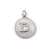 Brass Pave Natural Shell Flat Round with Letter Charms KK-Z115-13P-D-1