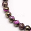Electroplate Gemstone Natural Pyrite Round Beads Strands G-L129-8mm-02-2