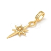 Brass Micro Pave Clear Cubic Zirconia Sun European Dangle Charms KK-U044-05G-2