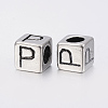 304 Stainless Steel Large Hole Letter European Beads STAS-H428-01AS-P-2
