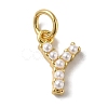 Rack Plating Brass with ABS Plastic Imitation Pearl Charms KK-B092-30Y-G-1