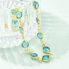 304 Stainless Steel Flat Round Acrylic Rhinestone Cup Chain Anklets for Women AJEW-B031-02G-03-2