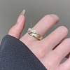 Brass Micro Pave Clear Cubic Zirconia Cuff Rings for Women FS-WGC3917-02-2
