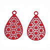 Spray Painted 430 Stainless Steel Filigree Pendants STAS-WH0047-78H-1