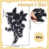 1Pair Polyester Paillette Embroidered Cloth Sew on Patches PATC-CY0001-02-2