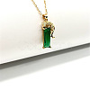 Rectangle with Leopard Alloy Fern Green Rhinestone Pendant Necklaces FS-WG97C8C-01-4