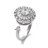 Flat Round Rotatable Open Cuff Rings for Women RJEW-S402-08P-1