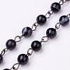 Handmade Dyed Natural Striped Agate/Banded Agate Beaded Chains AJEW-JB00270-02-1