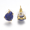 Natural Lapis Lazuli Stud Earrings EJEW-L196-03D-2