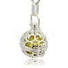 Silver Color Plated Brass Hollow Round Cage Pendants KK-J226-06S-2
