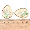 Brass & Transparent Epoxy Resin & Dried Flower Pendants RESI-G133-02G-01-3