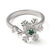 Rotatable Cubic Zirconia Snowflake Open Ring RJEW-Q776-04P-2