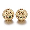 Brass Micro Pave Cubic Zirconia Beads KK-K244-19G-1