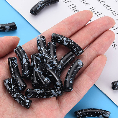 Opaque Spray Painted Acrylic Beads LS-MACR-S372-002F-B01-1
