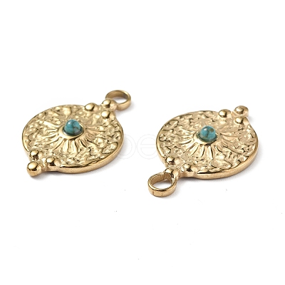 PVD Vacuum Plating 201 Stainless Steel Natural Turquoise Pendants STAS-C064-VC868-1