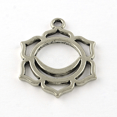 Tibetan Style Flower Alloy Chakra Pendants TIBEP-R345-33AS-RS-1