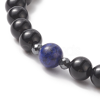 7Pcs 7 Style Natural & Synthetic Mixed Gemstone & Alloy Beaded Stretch Bracelets Set for Women BJEW-JB09262-1