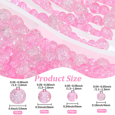 450Pcs 4 Styles Spray Painted Crackle Glass Beads CCG-PA0001-09E-1