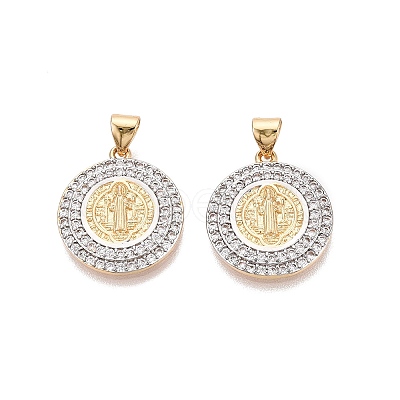 Religion Brass Micro Pave Clear Cubic Zirconia Pendants KK-N287-44GP-02-1