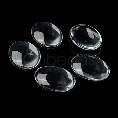 Transparent Oval Glass Cabochons GGLA-R022-40x30-1