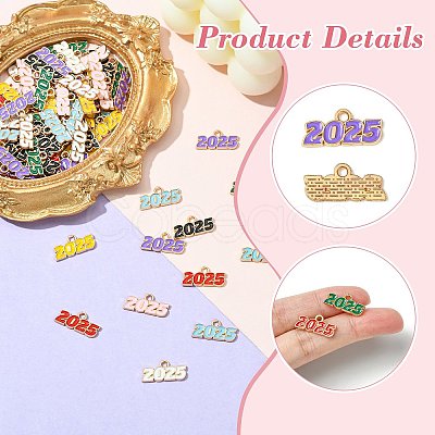 80Pcs 8 Colors Alloy Enamel Pendants ENAM-CJ0006-86-1