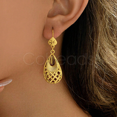 Hollow Brass Hoop Dangle Earrings for Women VK7557-1-1