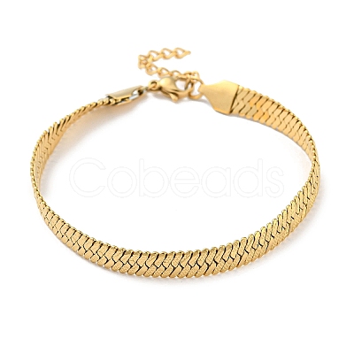 Ion Plating(IP) 304 Stainless Steel Herringbone Chain Bracelet BJEW-D028-02C-03G-1