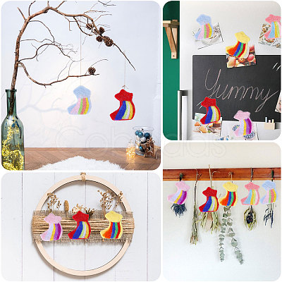 5Pcs 5 Colors Handmade Felt Needle Felting Rainbow Star Ornaments DIY-CA0006-54-1