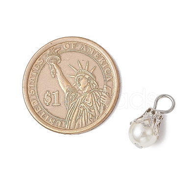 Round Imitation Pearl Acrylic  Pendants PALLOY-JF04002-02-1