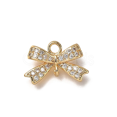 Brass Micro Pave Cubic Zirconia Bowknot Connector Charms KK-B152-09A-G-1