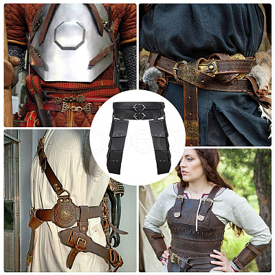 Medieval PU Imitation Leather Thigh Waist Armor AJEW-WH20054-091A-1