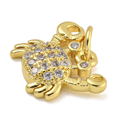 Marine Theme Rack Plating Brass Micro Pave Cubic Zirconia Pendants X-KK-I718-28G-02-1
