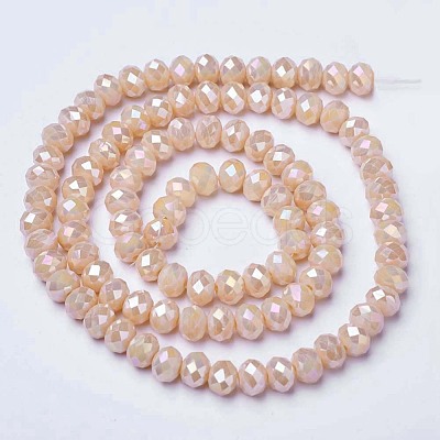Electroplate Glass Beads Strands X-EGLA-A034-P6mm-B02-1