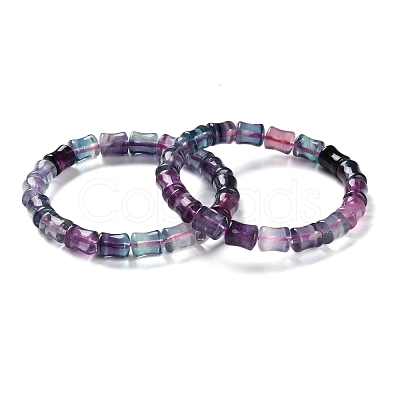 Natural Fluorite Beaded Stretch Bracelets for Women BJEW-C081-06-1