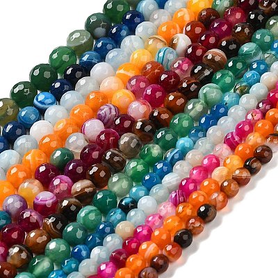 Natural Striped Agate/Banded Agate Beads Strands G-A246-6mm-15-1