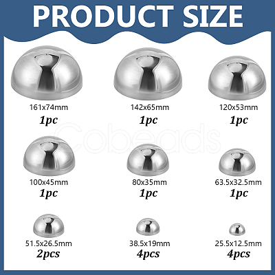 16Pcs 9 Styles Stainless Steel Semihemisphere Ball STAS-NB0002-75-1