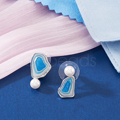 Brass Enamel Stud Earrings EJEW-TADJ0001-02-1
