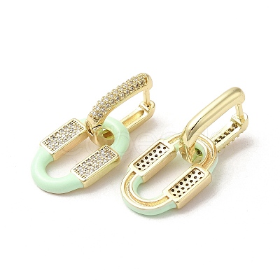 Oval Golden Brass Dangle Hoop Earrings EJEW-L268-041G-06-1