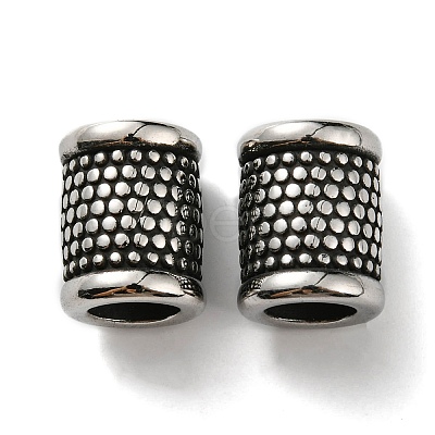 Retro 304 Stainless Steel Large Hole Barrel Beads STAS-E073-05-1