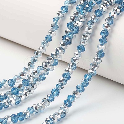 Electroplate Transparent Glass Beads Strands EGLA-A034-T3mm-M18-1