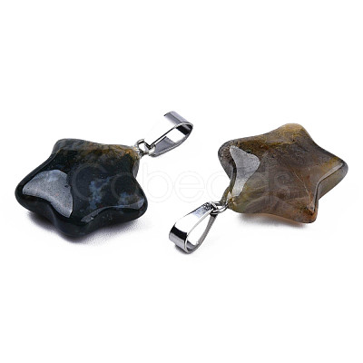 Star Natural Indian Agate Pendants G-Q367-28-1