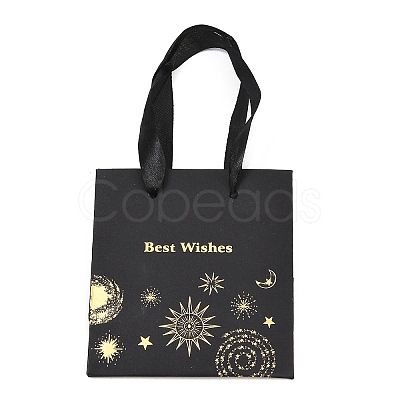 Gold Stamping Planet Paper Tote Bags with Handles ABAG-T012-01-1