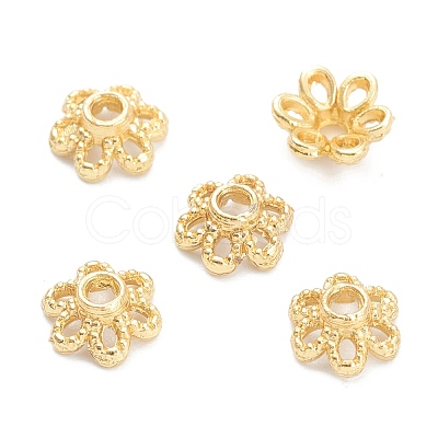 Rack Plating Alloy Flower Bead Caps KK-J277-13G-1