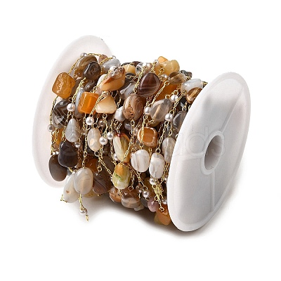 Handmade Natural Botswana Agate Nuggets Beaded Chains CHC-F020-04G-01-1