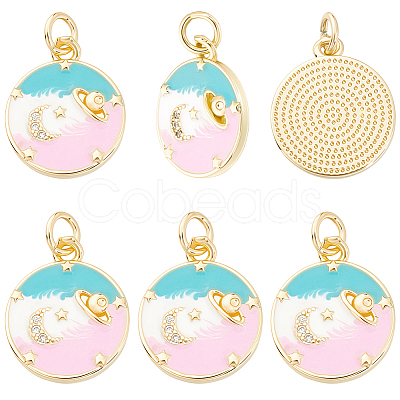 6Pcs Rack Plating Brass Pendants KK-BBC0028-83-1