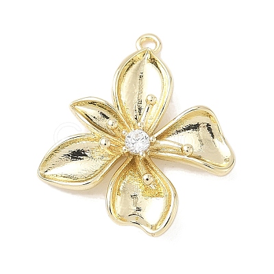 Brass Micro Pave Clear Cubic Zirconia Pendants KK-Z106-01G-02-1