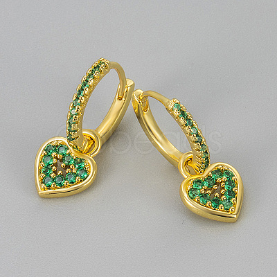 Brass Micro Pave Cubic Zirconia Hoop Dangle Earrings WG0E58F-02-1